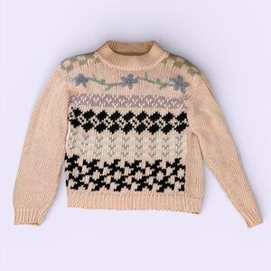 Vintage 80’s Spice Of Life Pink Floral Chunky Knit Sweater